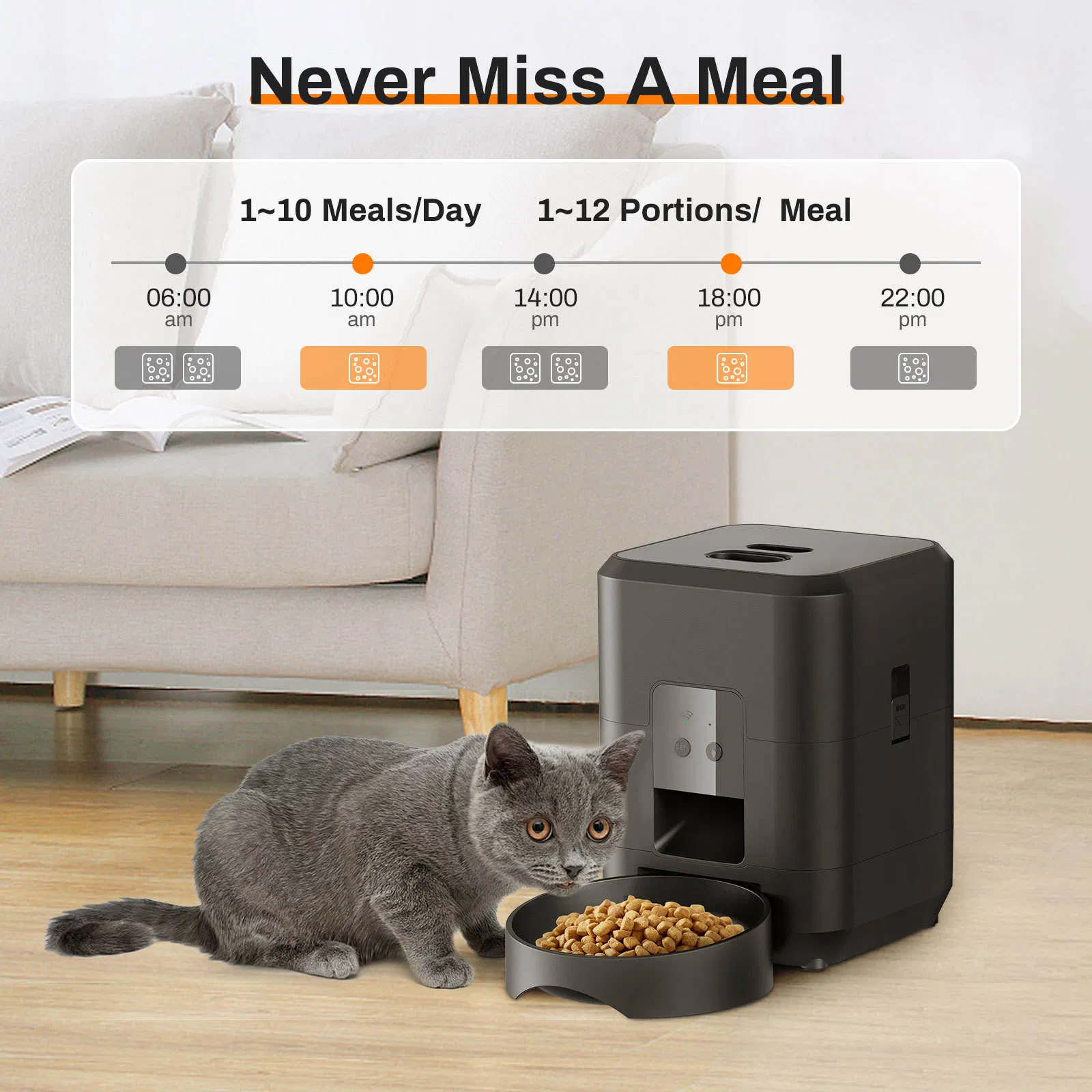 2L Timed Pet Feeder for Indoor with Dual-Band WiFi Automatic Pet Feeder