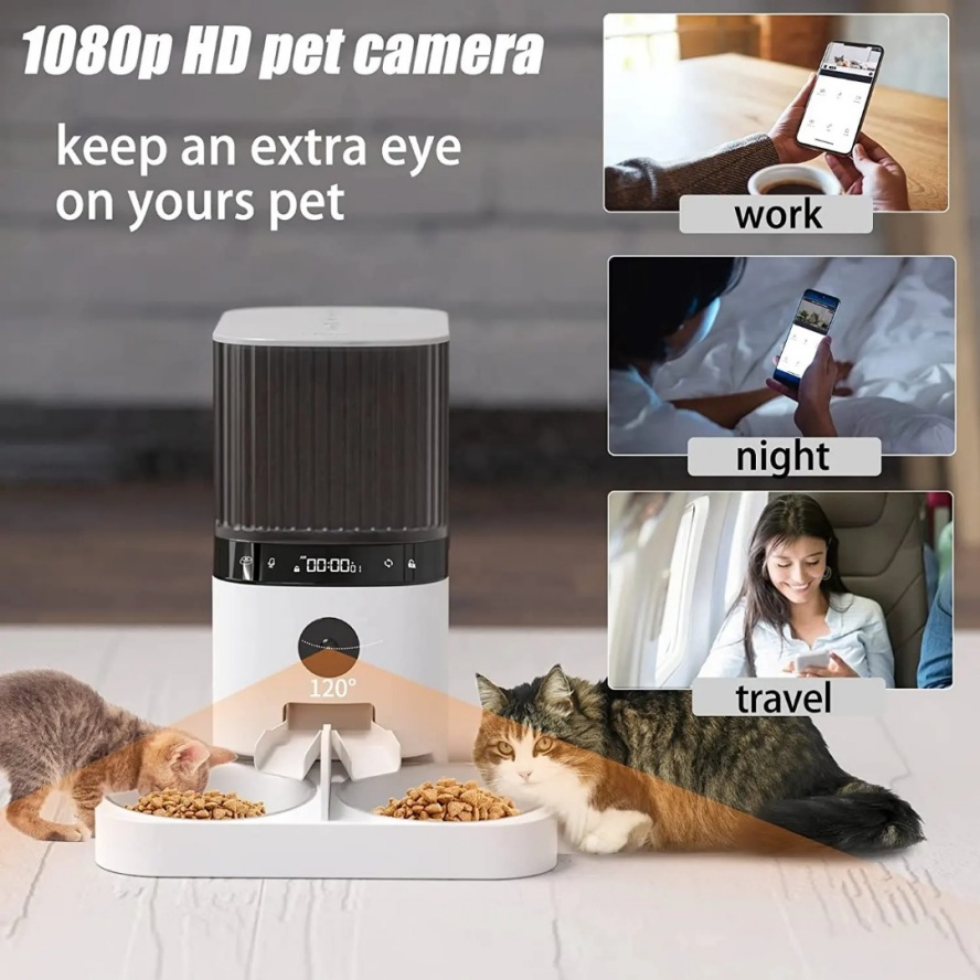 10 Second Voice Message Recording Pet Feeder with Steel Anti Corrosion Bowls