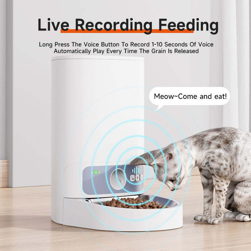 Smart Pet Food Dispenser Feeder for Dogs/Cats with Voice Recording &amp; Scheduled Feeding