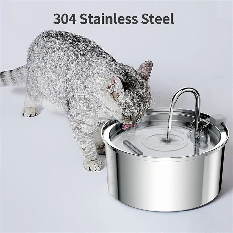 OEM Stainless Steel Pet Water Bowl Electric/Battery Operated Automatic Pet Fountain