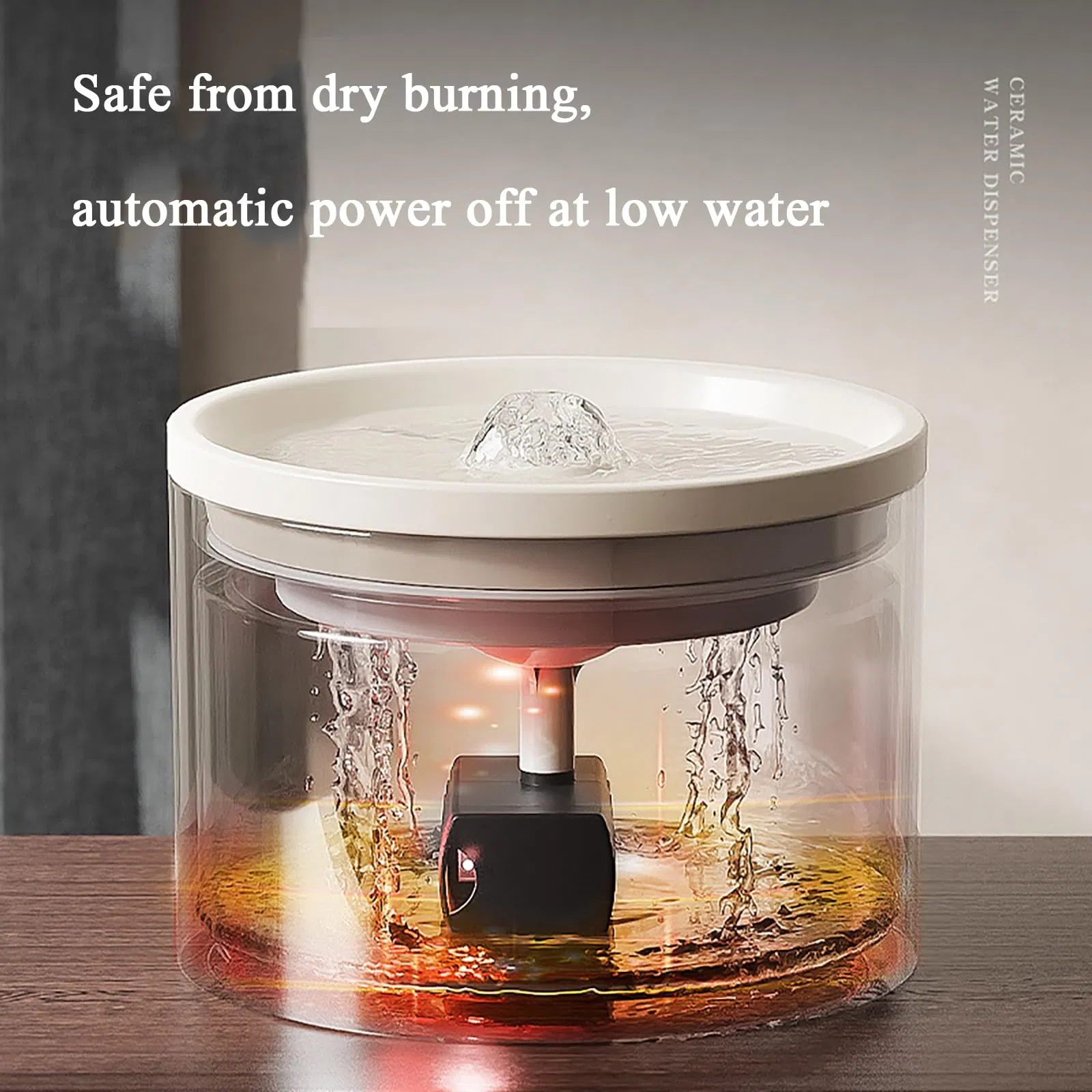 Automatic Ceramic Pet Water Fountain with Silent Circulation Filter Battery-Powered for Cats Dogs