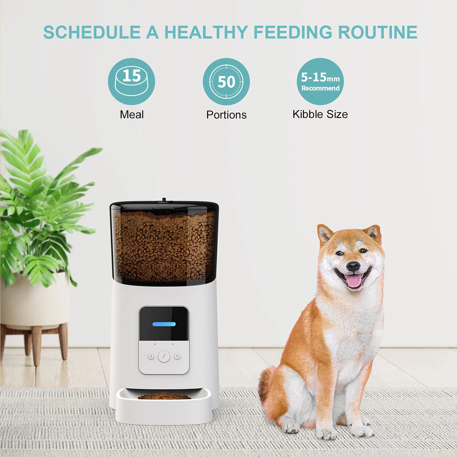 6L Smart Pet Feeder, APP Remote Control Automatic Feeder for Cats Dogs, Timed Portion Control Food Dispenser