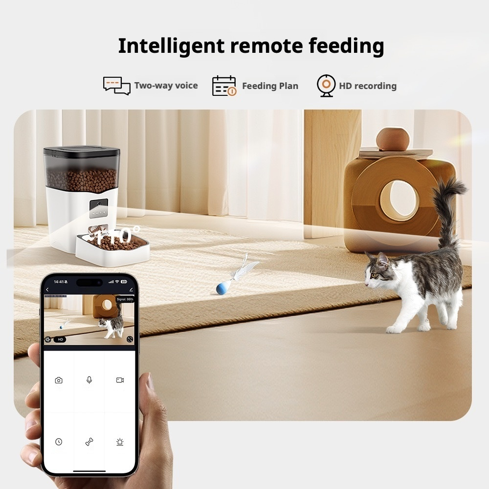 3L Plastic Chargeable Video Recording Smart APP Controlled Pet Feeder with Remote Timed Feeding for Dry Pet Food