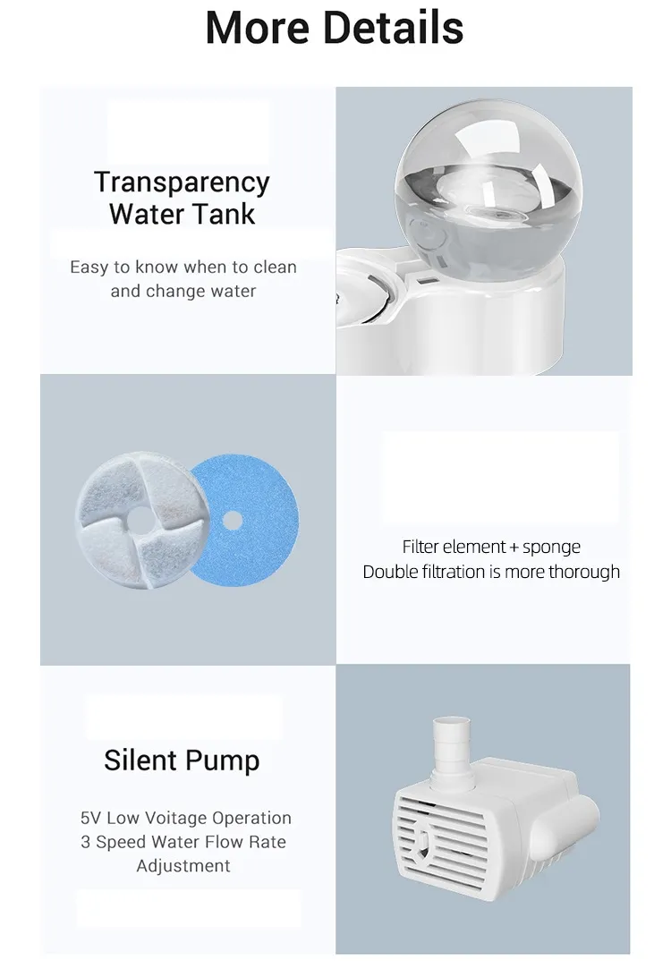 Intelligent Automatic Circulating Filtered Flowing Water Pet Drinking Fountain