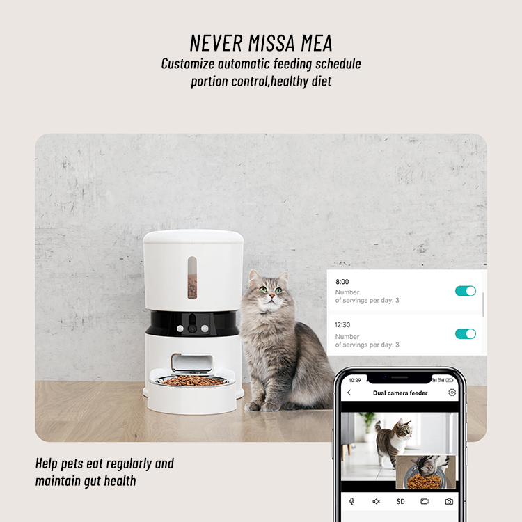 APP Control, Timed Automatic Food Dispenser for Pets,5G WiFi Smart Cat Feeder with Camera &amp; Freshness Preservation