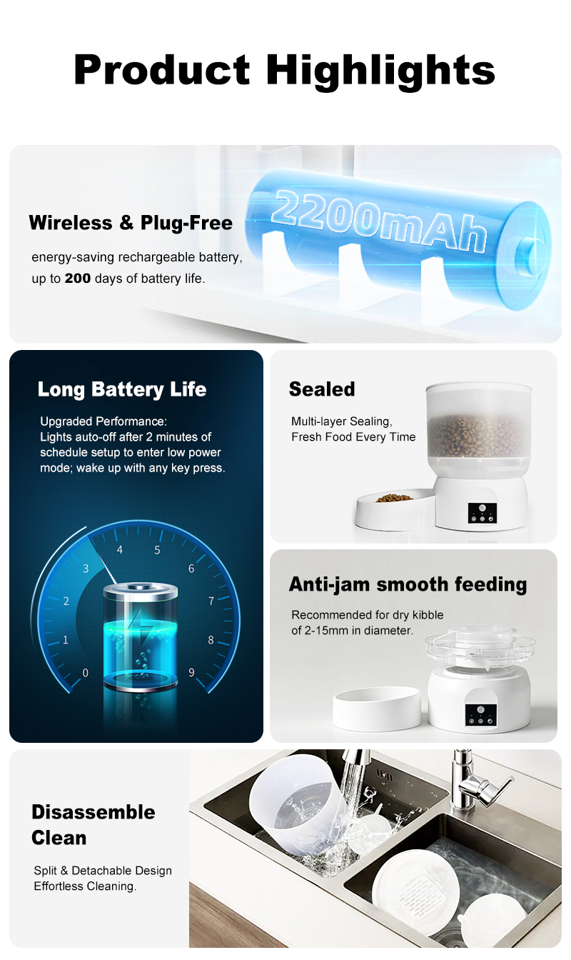 Smart Automatic Pet Feeder with Digital Timer Best Automatic Pet Feeder for Dogs Cats Timed Programmable Machine