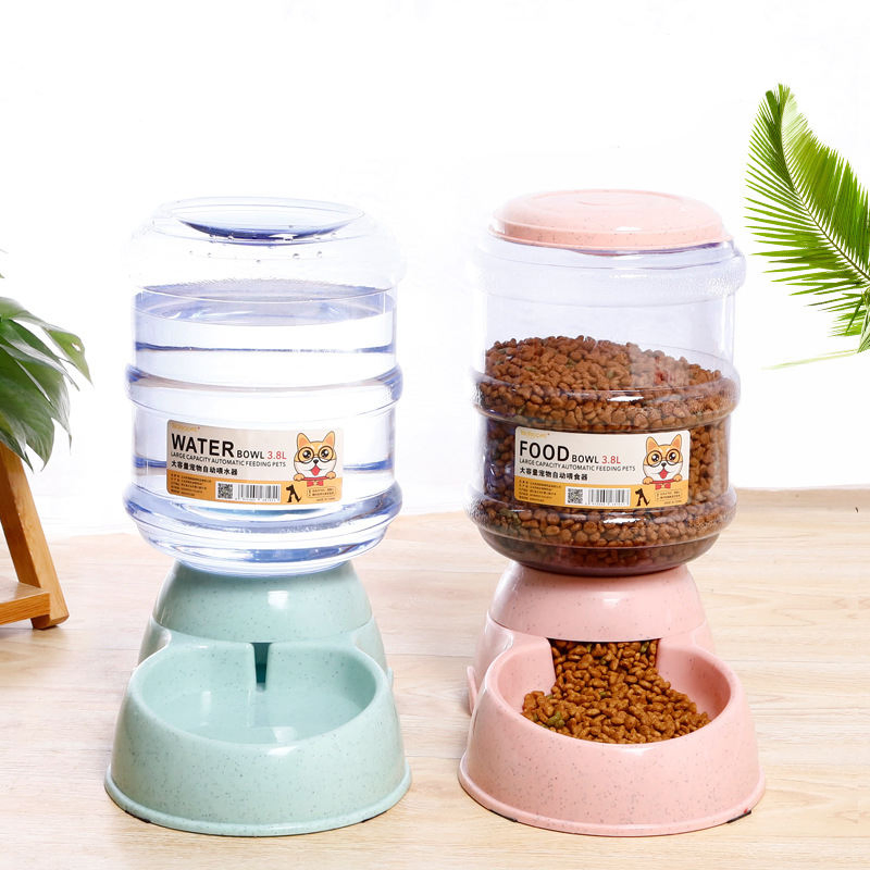 Customized Logo Acceptable Pet Accessories Automatic Cat Food Water Dispenser Bottle Bowl Pet Dog Feeder Alimentador Y Dispensador PARA Mascotas