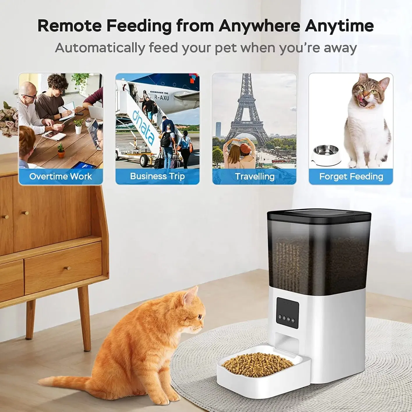 WiFi Tuya Smart Intelligent Feeder Clog-Free Design Timed Cat Feeder Automatic Pet Dog Feeder