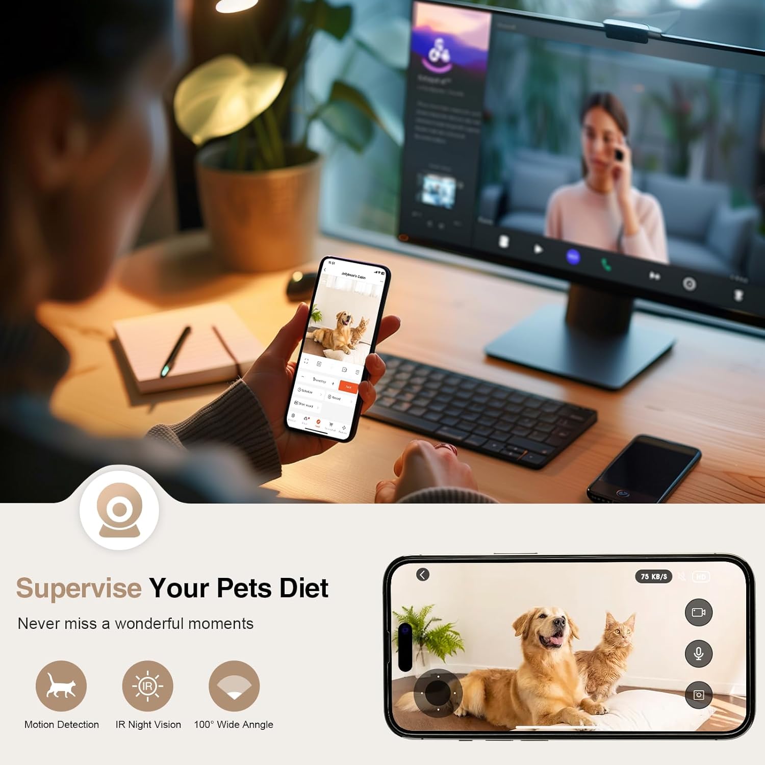 APP Control Timed Dry Food Dispenser 5L Plastic Pet Feeder Smart Automatic Cat &amp; Dog Feeder 1080P Camera Laser Toy Dual-Power