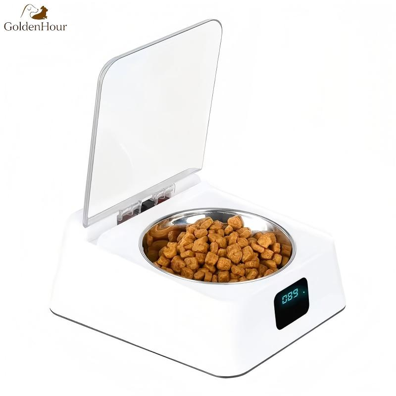 Programmable Infrared Sensing Automatic Cover Opening Portable Travel Recycling Auto Dog Food Dispenser Cat Pet Bowl Anti-Pest Feeder