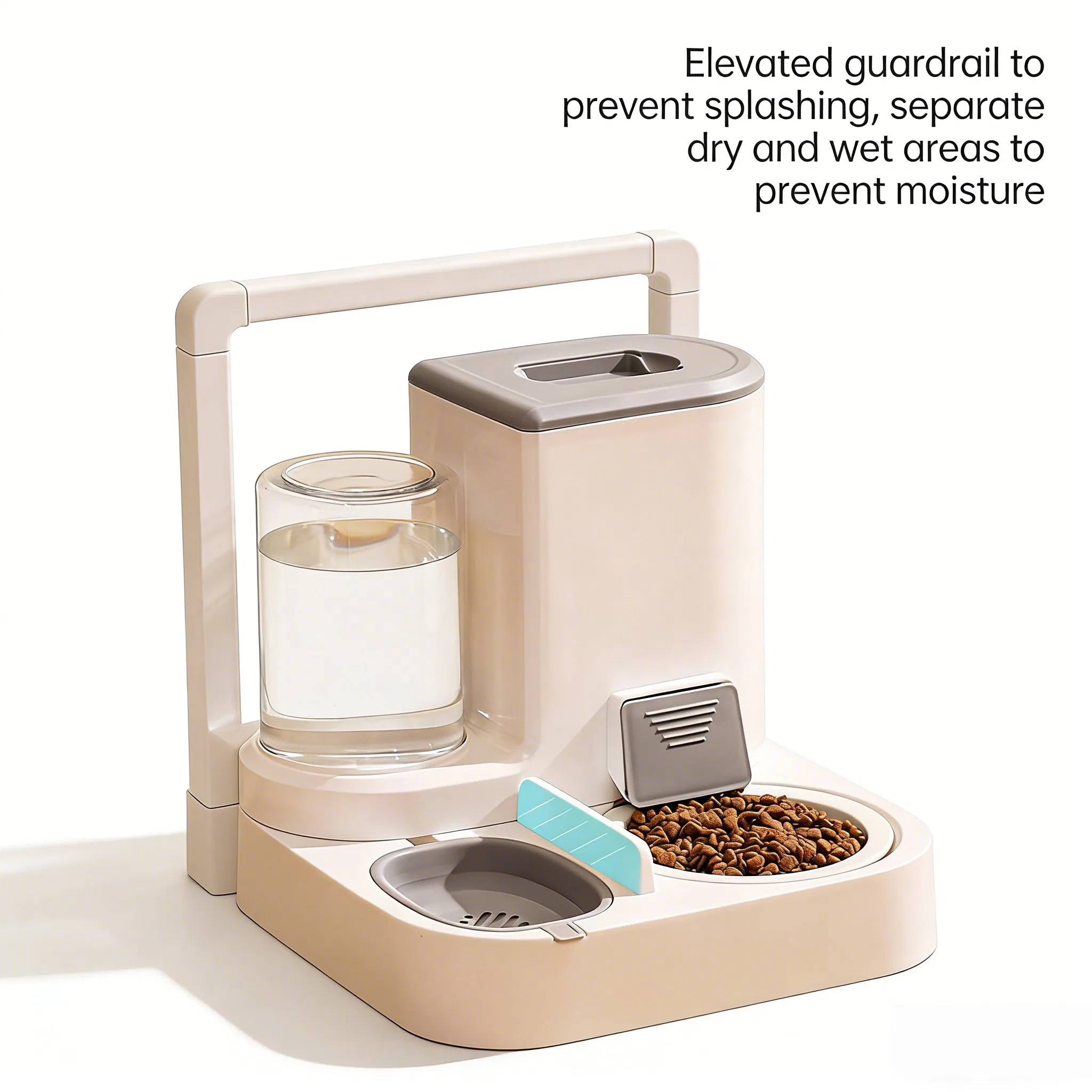 Large-Capacity Automatic Pet Feeder Separation of Wet and Dry Areas