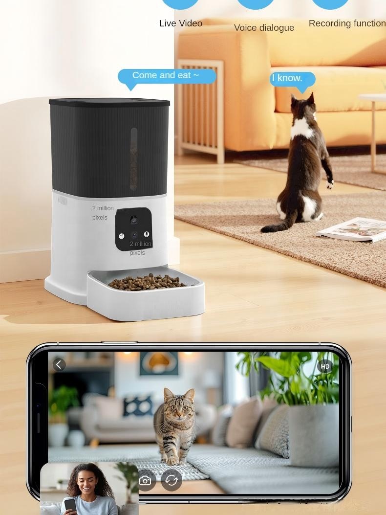 OEM/ODM Eco-Friendly Charge Battery Operated Automatic Pet Feeder with Camera App Control Timed Smart Feeding for Cats Dogs