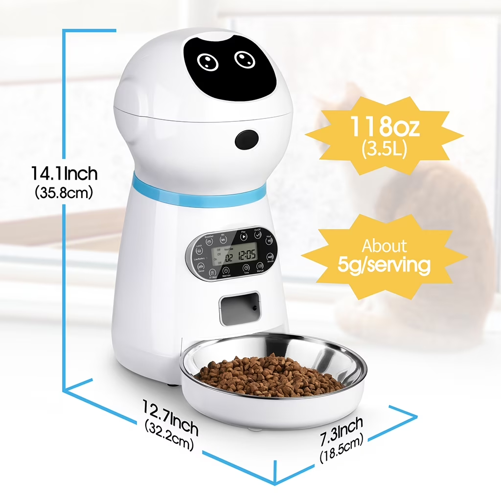 Factory Price Automatic Pet Feeder Timed Cat Feeder with Voice Recording Stainless Steel Bowl for Home Dog Cat Feeding