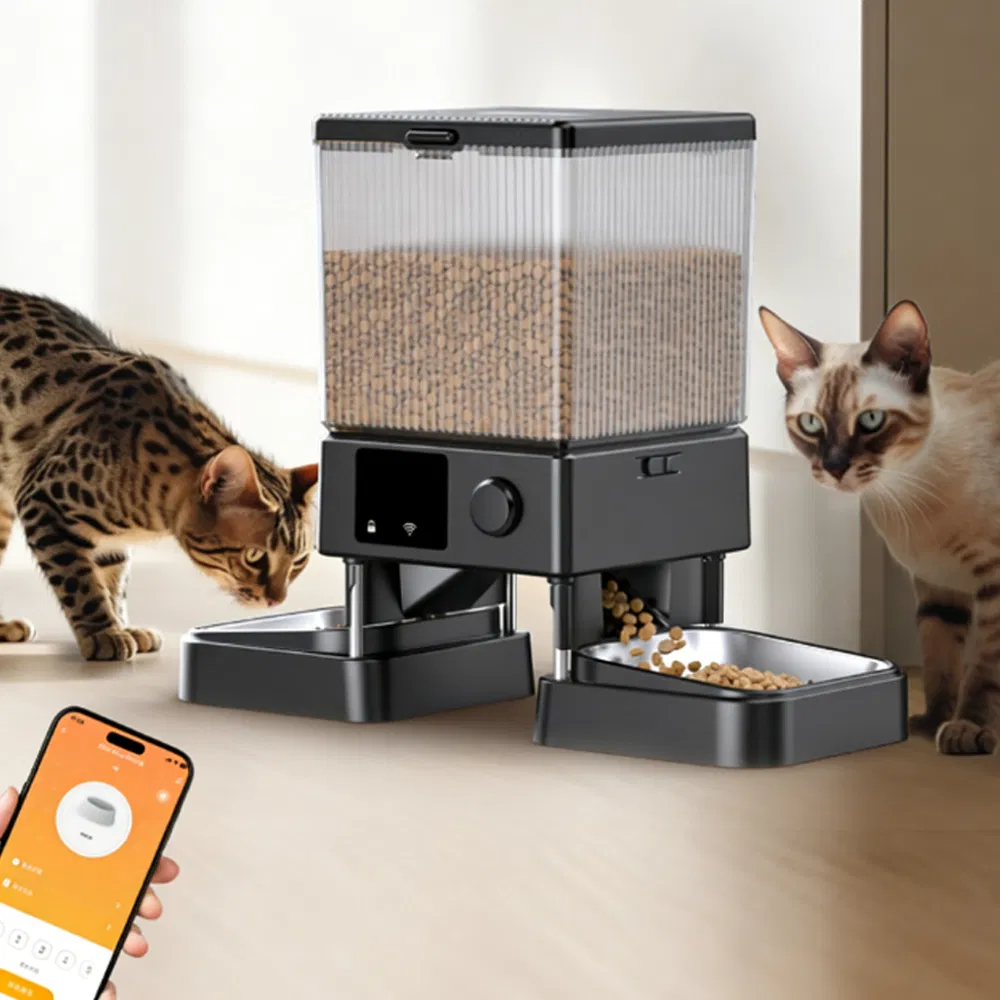 Smart Automatic Pet Feeder with Dual Bowls: Visible Hopper, Timed &amp; Portion Control for Cats &amp; Dogs