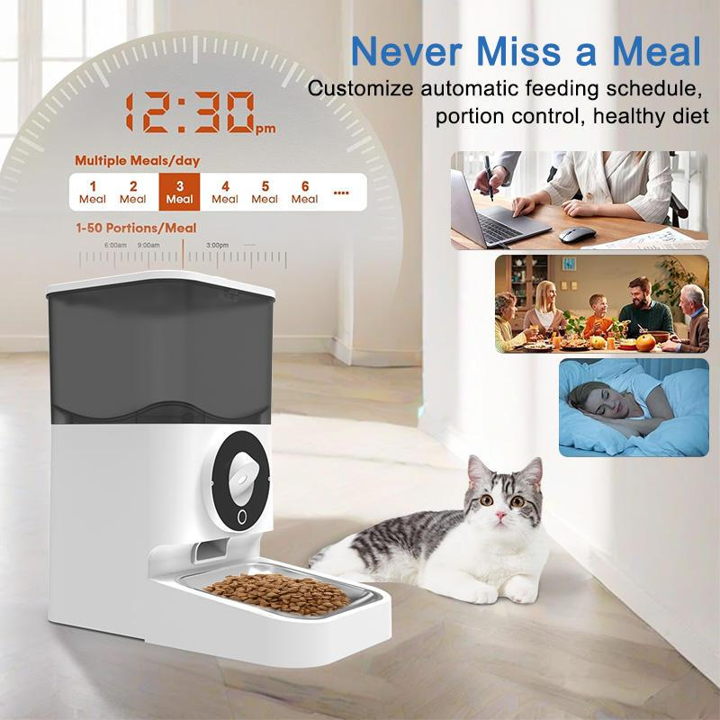 HD Camera Pet Monitoring Automatic Pet Feeder for Cats Dogs Dry Food Smart Feeder with Anti-Clog &amp; LCD Pet Products