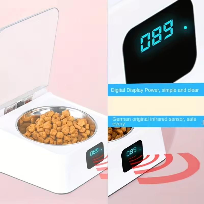 Programmable Infrared Sensing Automatic Cover Opening Portable Travel Recycling Auto Dog Food Dispenser Cat Pet Bowl Anti-Pest Feeder
