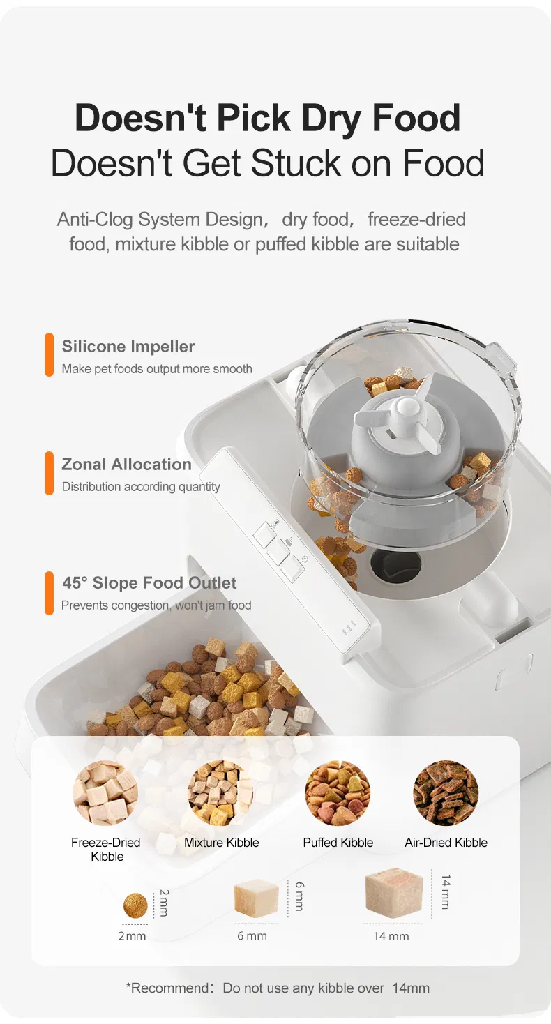 Dual Compartment Detachable Large Capacity Smart Pet Feeder Automatic Pet Food Dispenser