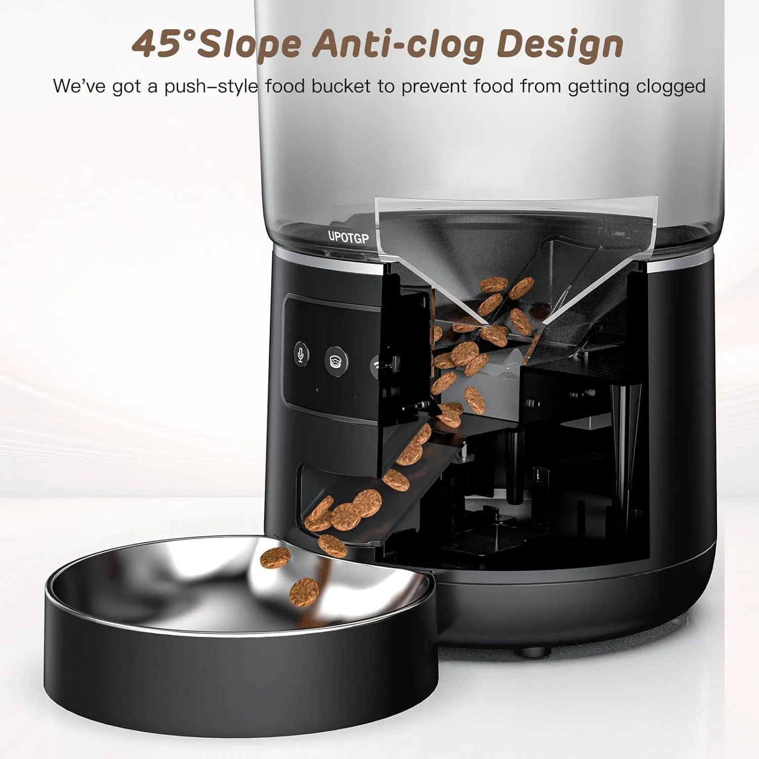 Large Capacity Smart Pet Feeder with Anti-Clog Design