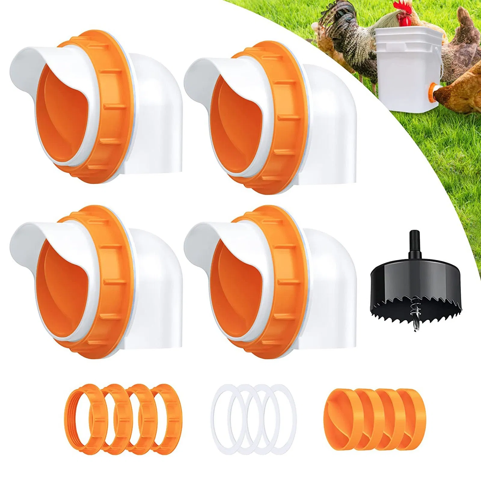 Poultry PRO Feeder Rainproof Chicken Feeder DIY Automatic Poultry Feed Bucket Self Gravity Feeding of Chicken and Duck
