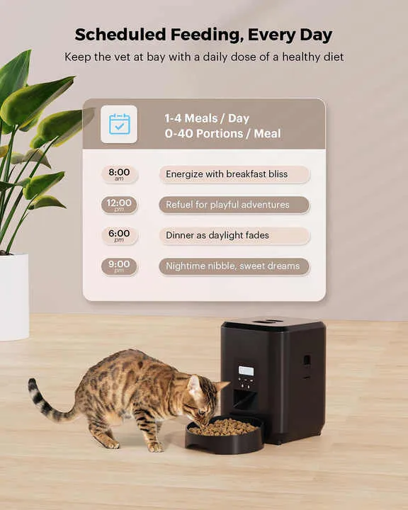 Mini WiFi 2L Automatic Feeder with APP Dog Food Dispenser Timed Auto Programmable 4 Meals Per Day for Dry Food Pet Feeder