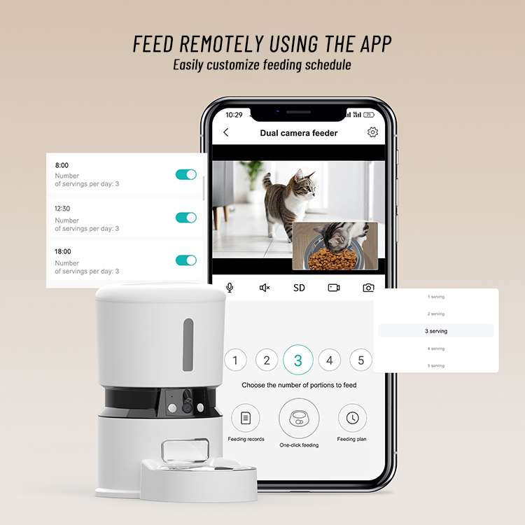 APP Control, Timed Automatic Food Dispenser for Pets,5G WiFi Smart Cat Feeder with Camera &amp; Freshness Preservation