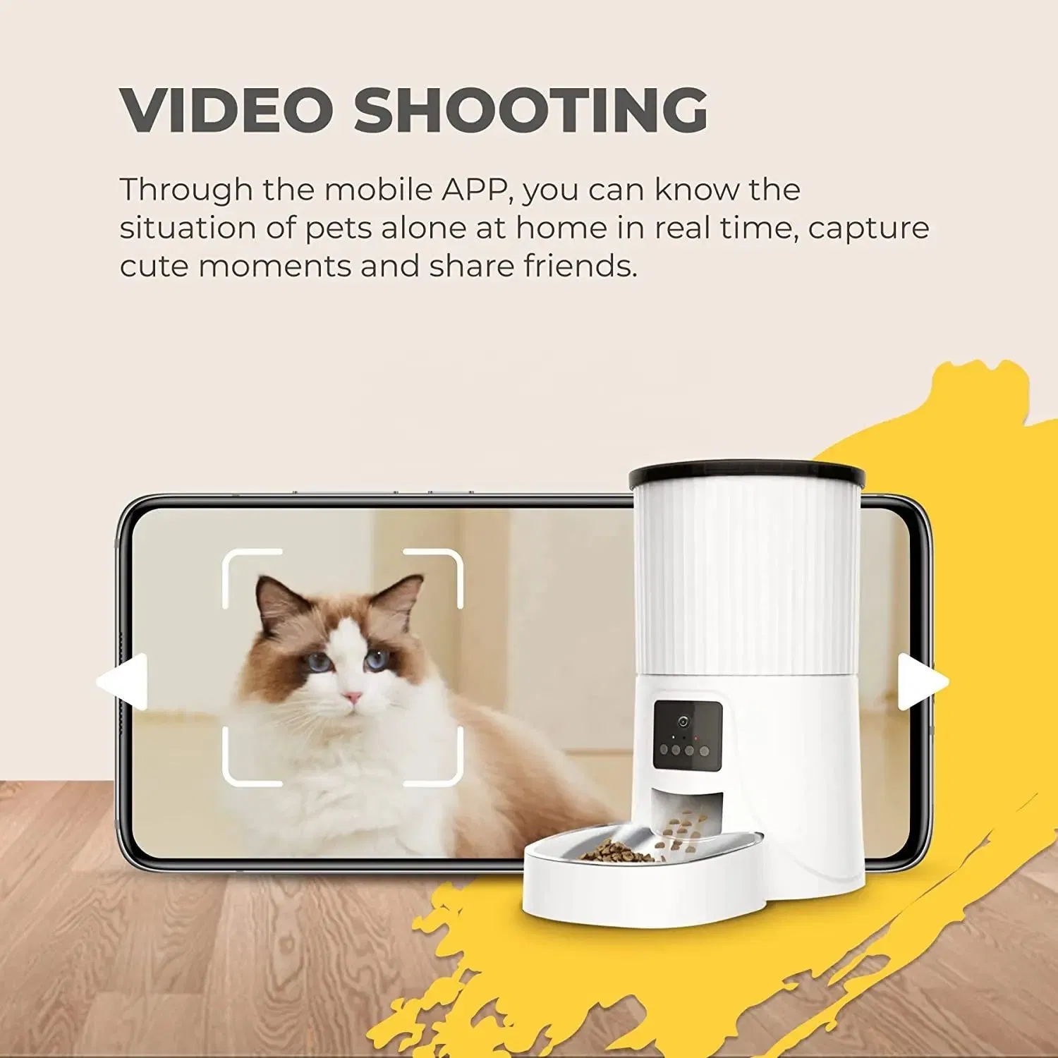 1080P Full HD Video Camera 4L Pet Bowl 10s Voice Recording Time Feeding Automatic Pet Feeder