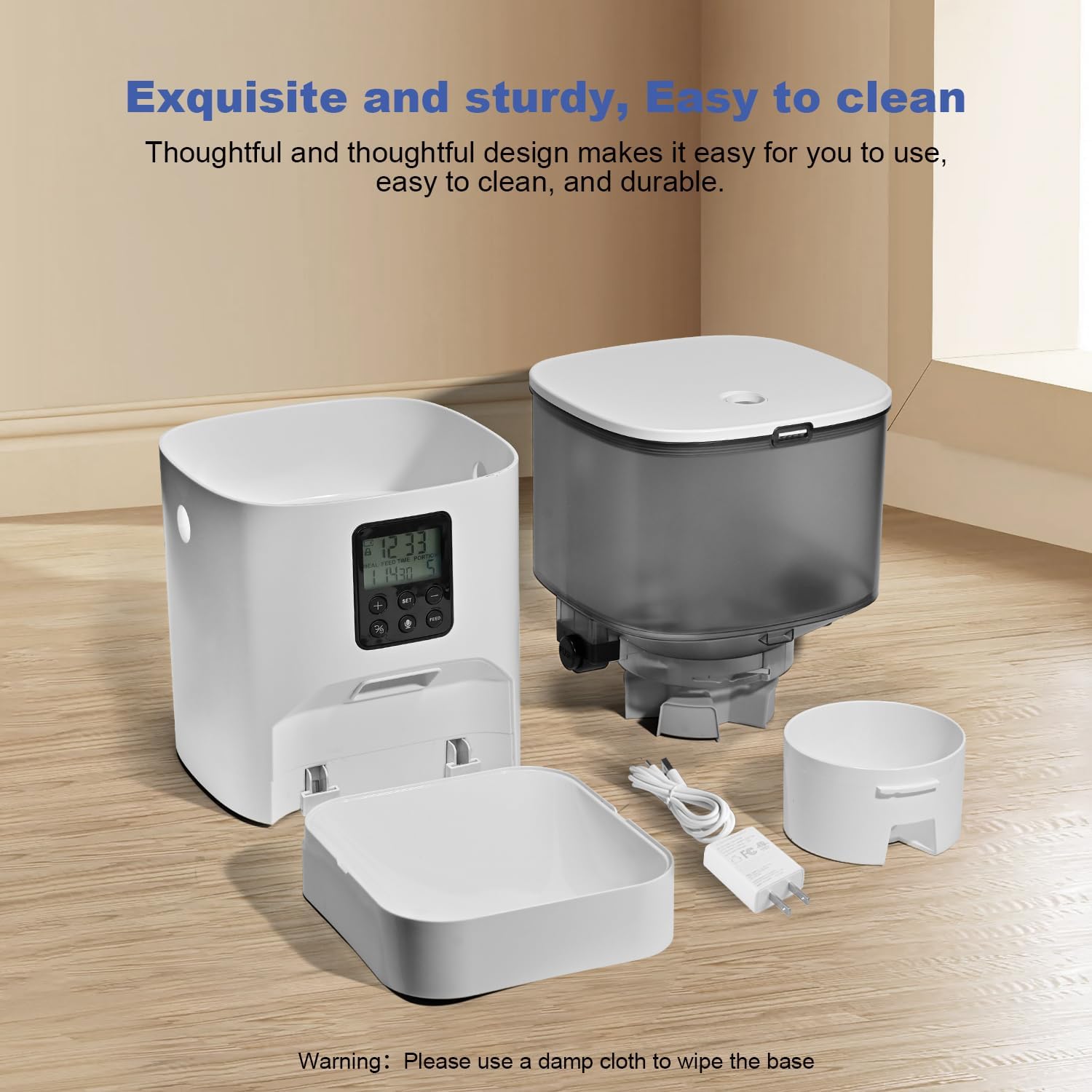 Automatic Cat &amp; Dog Feeder 4L 10s Voice Recorder 8 Meals Per Day Timed Portable Removable Timer Dry Food Sealed Ring Factory