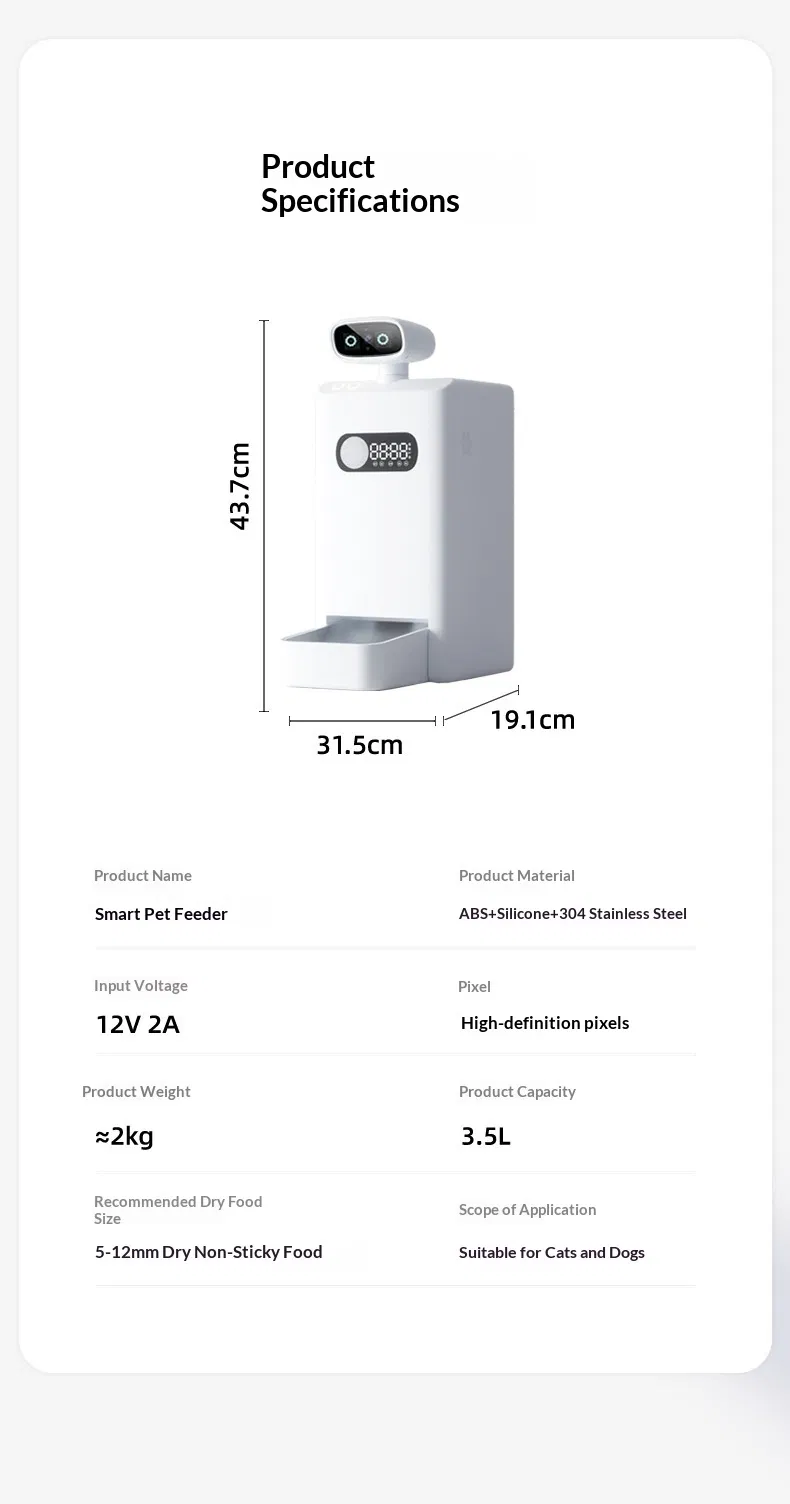 Pet Video Feeder Full Specifications Overview