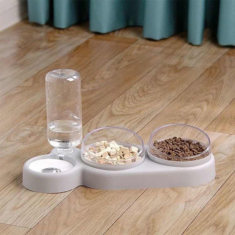 Pet Food Drinking Water Dispenser Double Bowls Feeder Cat Dog Food Water Drink Dispenser Automatic Pet Feeder