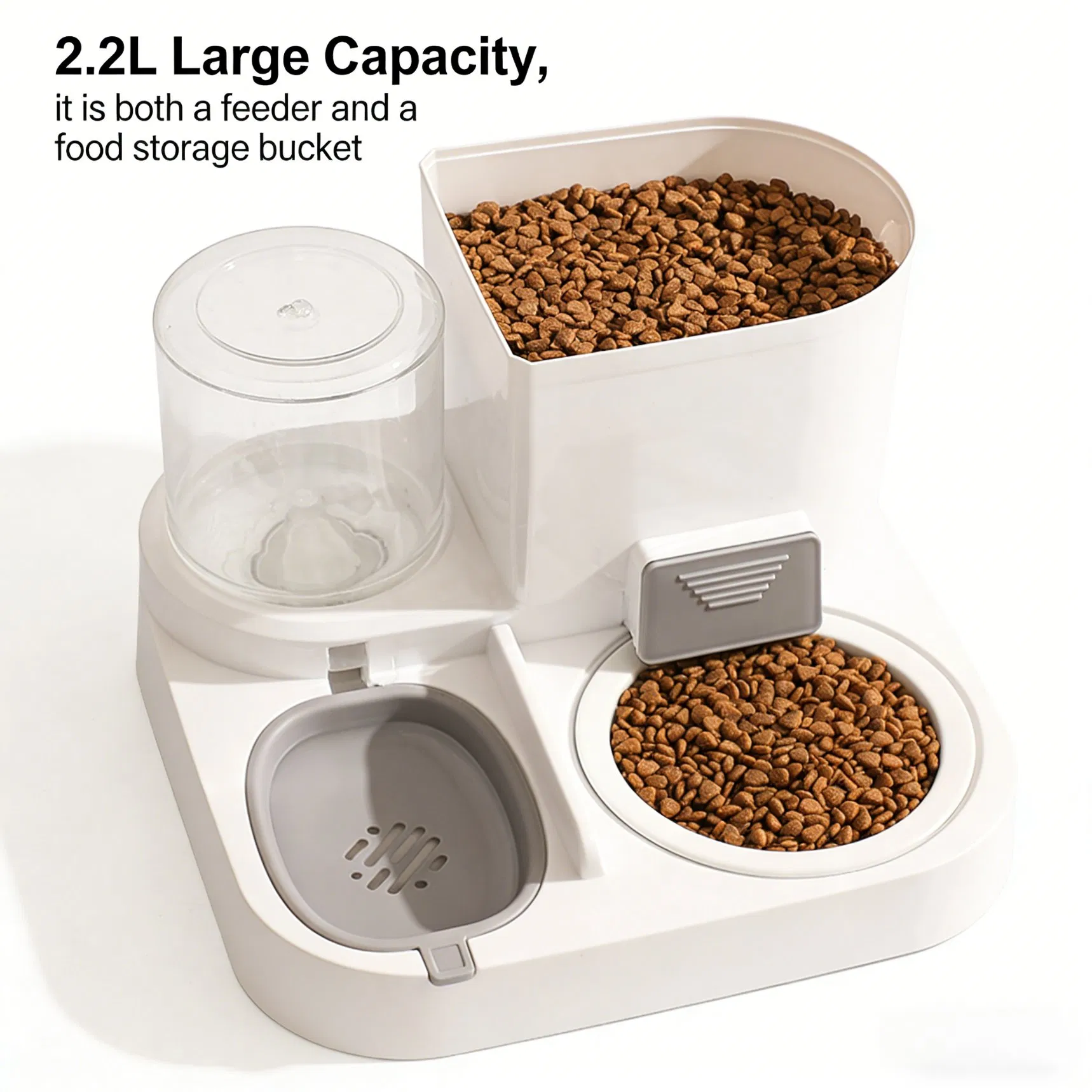 Large-Capacity Automatic Pet Feeder Separation of Wet and Dry Areas