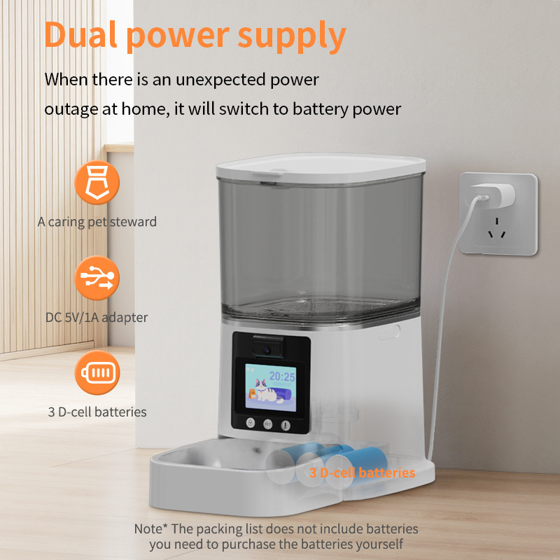 Pet Automatic Feeder with Camera, 6L Large Capacity, Remote Monitoring, Cat and Dog Intelligent Feeder