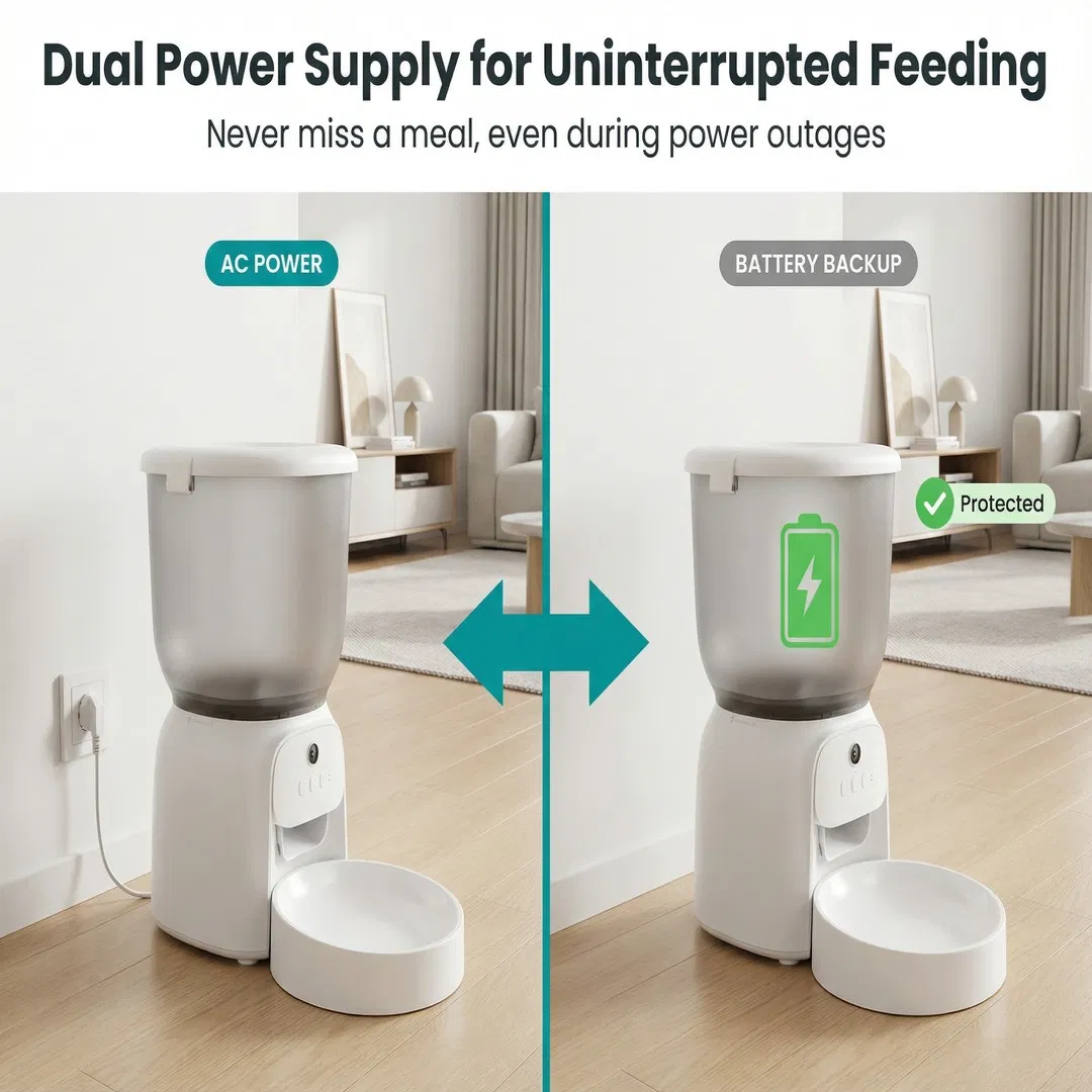 Pet Feeder with Camera Gravity Feed Large Capacity 6L Stainless Steel LED