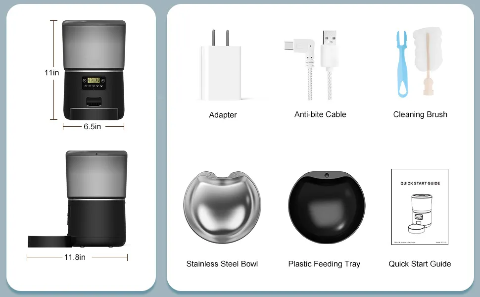 Large Capacity Smart Pet Feeder with Anti-Clog Design