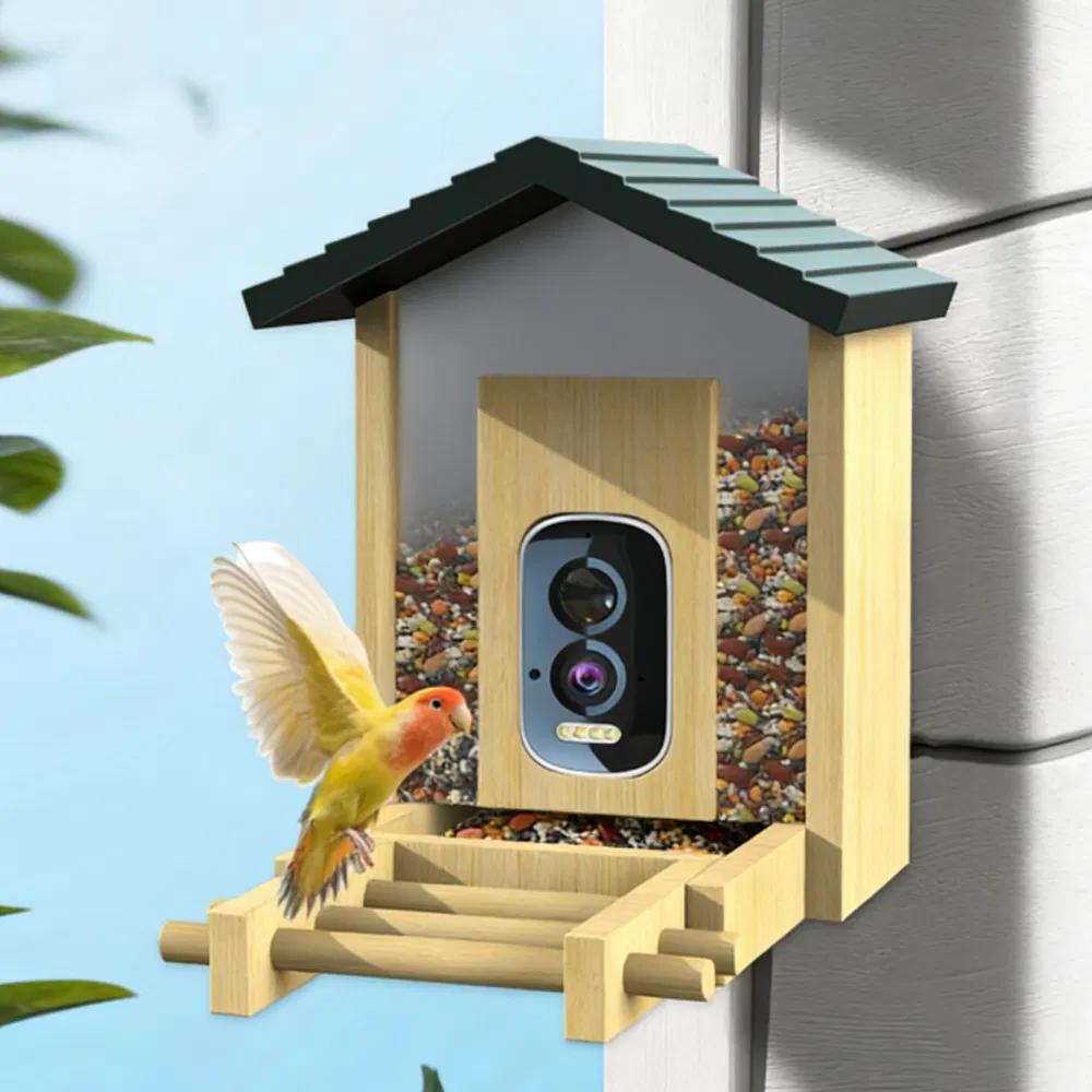 Outdoor Smart Bird House Feeder with Camera Real-Time Monitoring Solar Powered Squirrel Proof Gift for Parrot Watchers