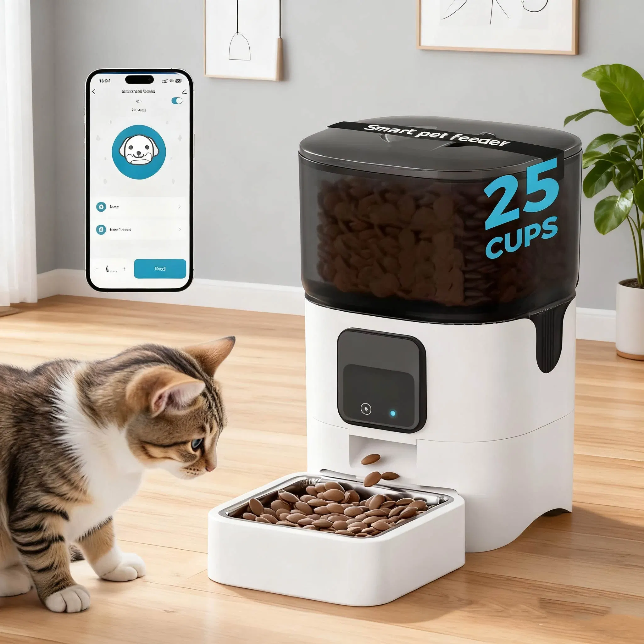 OEM 6L Dual-Bowl Smart Automatic Pet Feeder Worry-Free Feeding, Moisture-Proof Cat Dog Feeder
