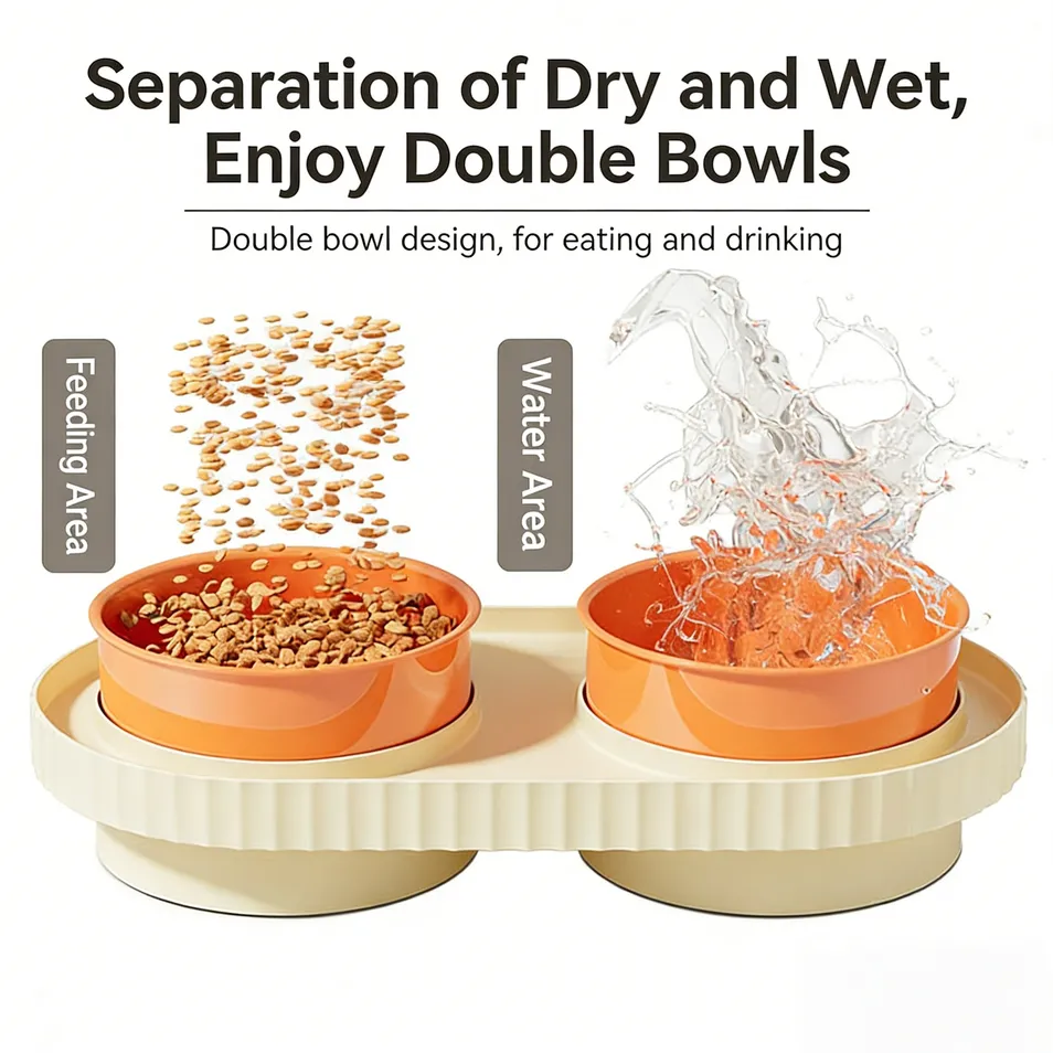 Pet Couple Bowl Pet Bowls Customizable Colors for Pet Double Bowls