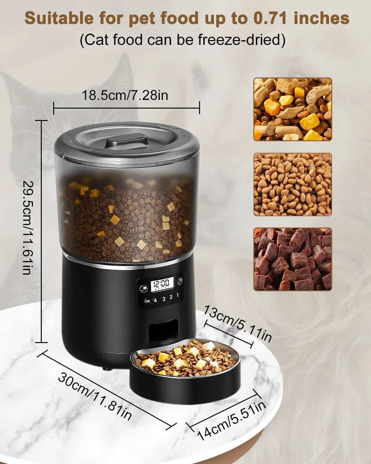 Large Capacity Smart Pet Feeder with Anti-Clog Design
