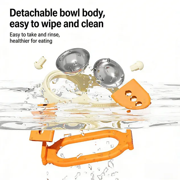 Adjustable-Height Stainless Steel Double Pet Food Bowl OEM/ODM