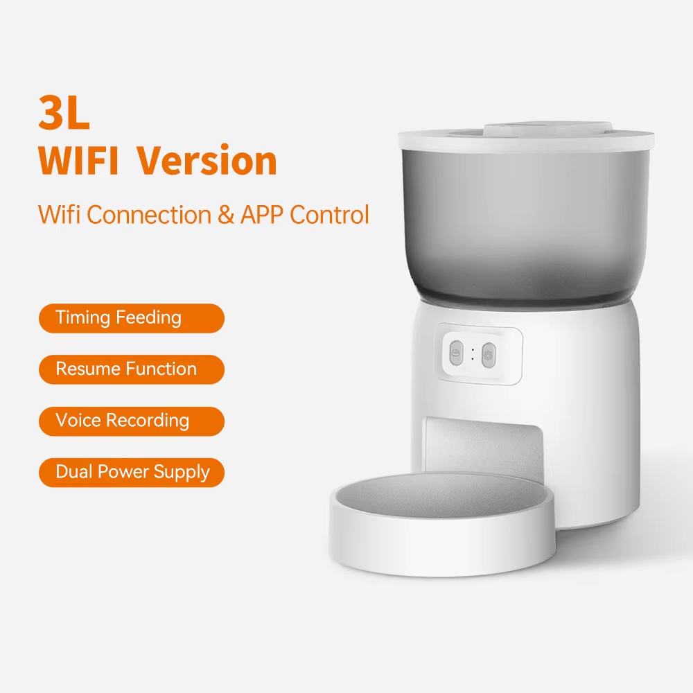 Automatic Dry Food Dispenser Smart Pet Feeder New Design Timed Cat and Dog Feeder with Charging Power Source Plastic Material