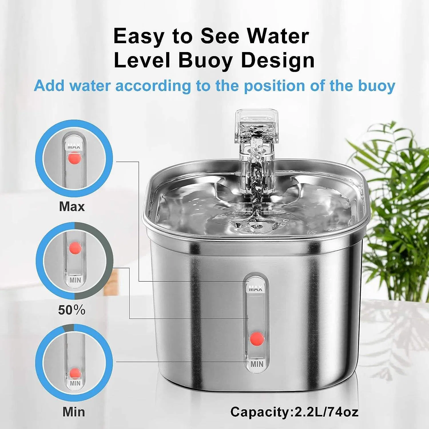Stainless Steel Smart Automatic Pet Water Dispenserwith Remoyable Fountain for Cats