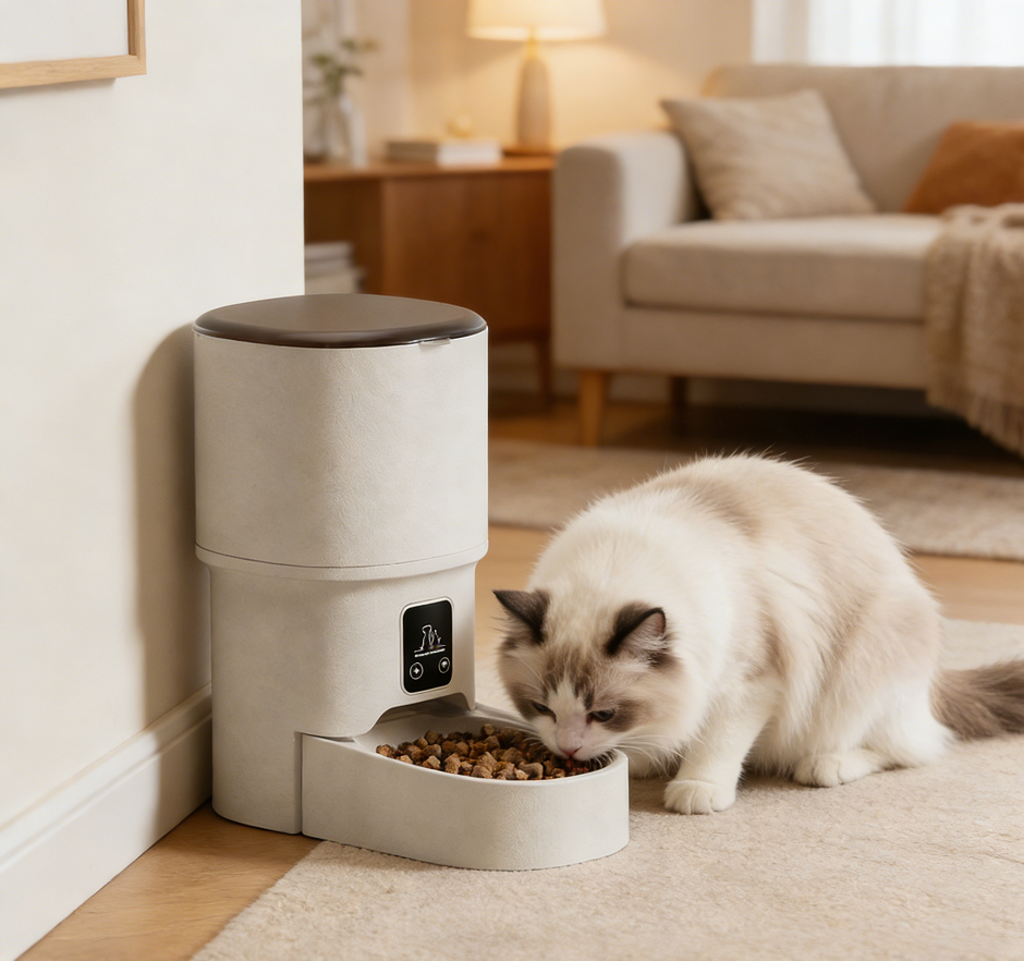 Automatic Feeding Device for Cats Dogs Timed Smart Feeder Wireless Remote Control Charge Solid 4L Capacity Eco-Friendly Durable