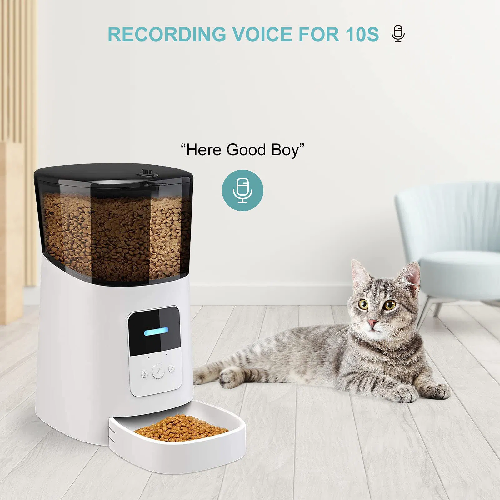6L Smart Pet Feeder, APP Remote Control Automatic Feeder for Cats Dogs, Timed Portion Control Food Dispenser