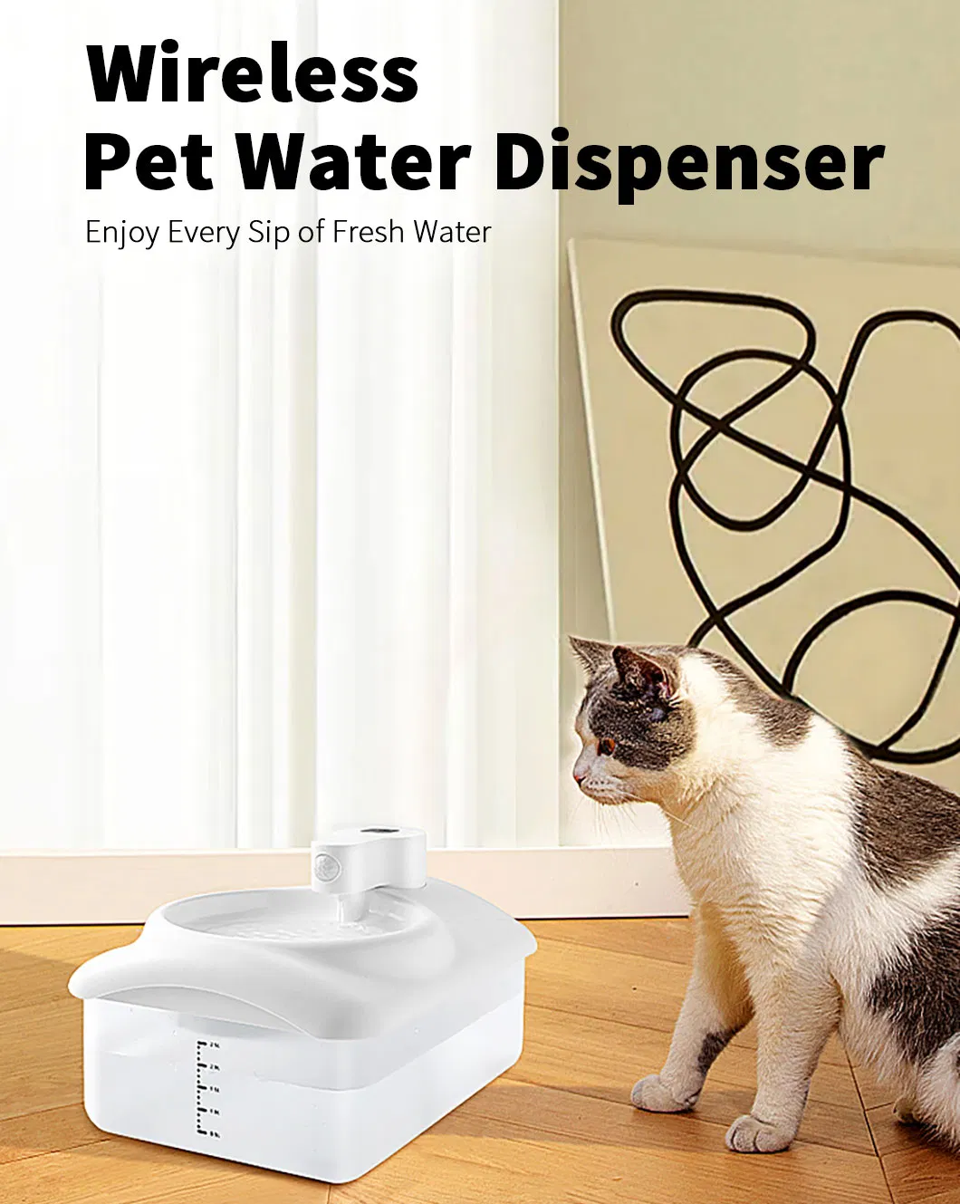 2.5L Automatic Filter Water Fountain Cat Drinking Dispenser 20dB ABS Pet Water Fountain with Ultra-Quiet Pump