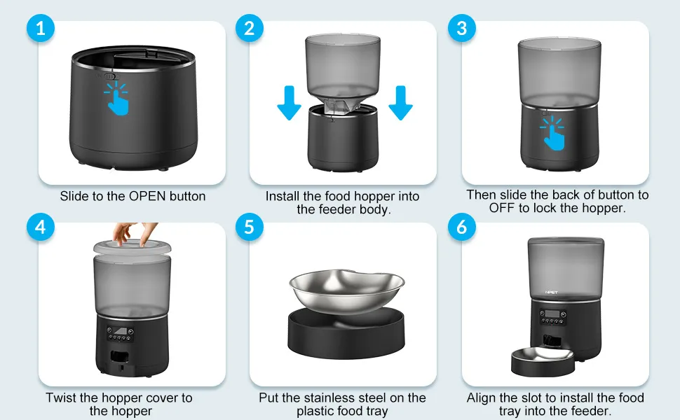 Large Capacity Smart Pet Feeder with Anti-Clog Design