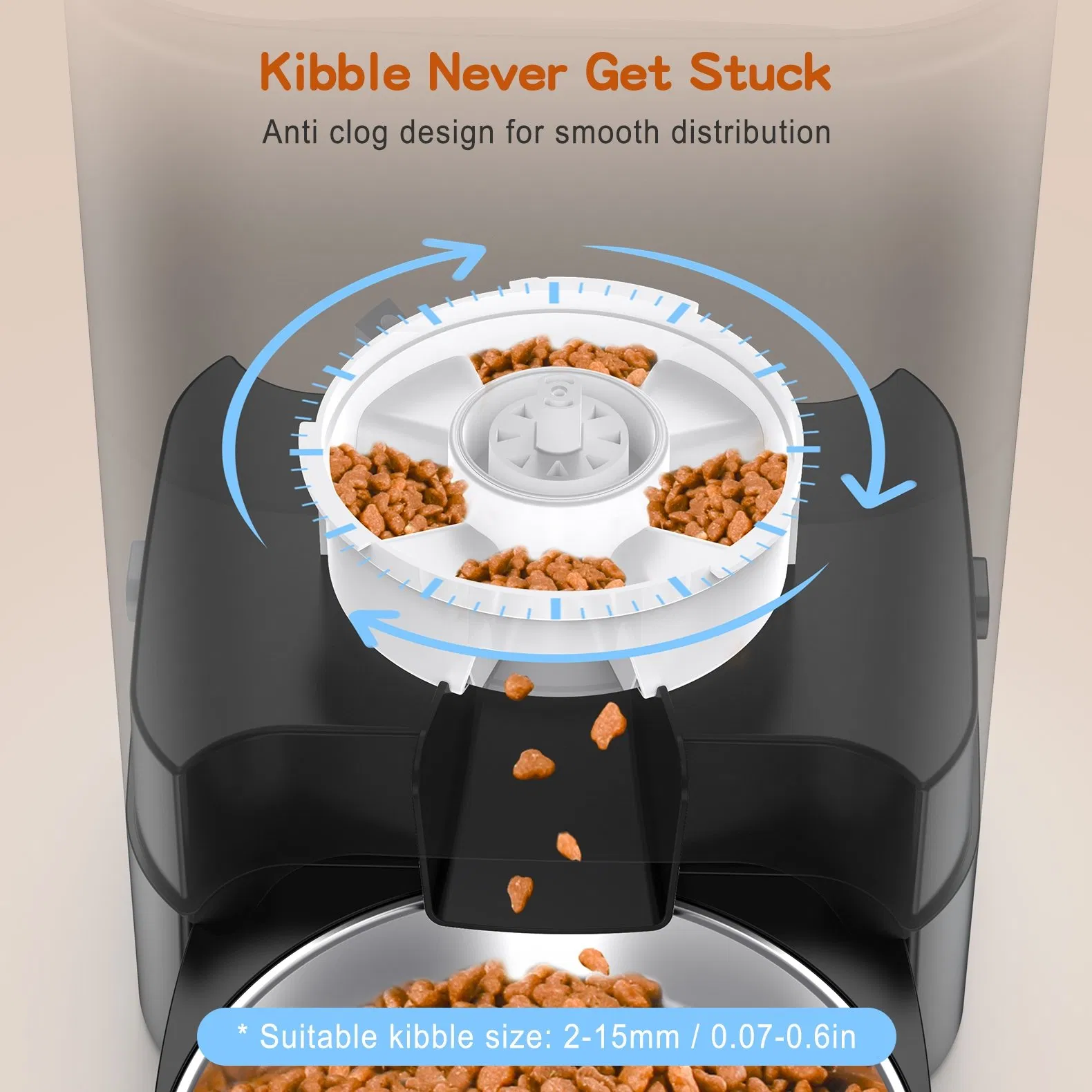Tuya Remote Control Smart Pet Feeder with 6 Meals Daily Scheduling