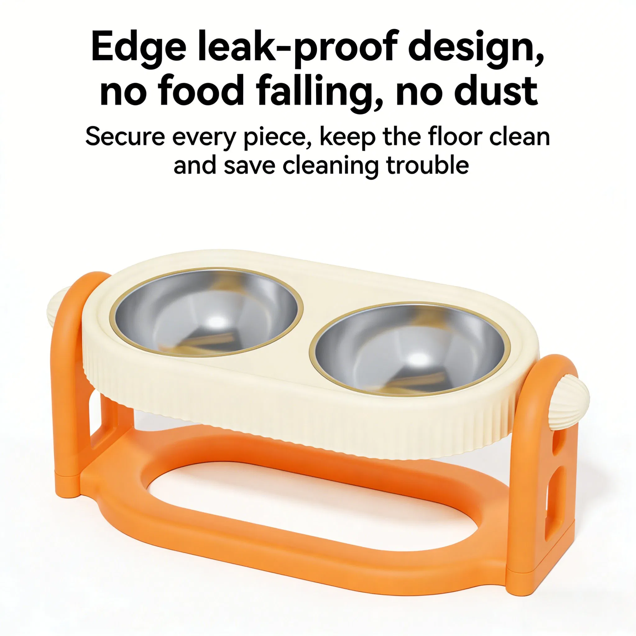 Adjustable-Height Stainless Steel Double Pet Food Bowl OEM/ODM