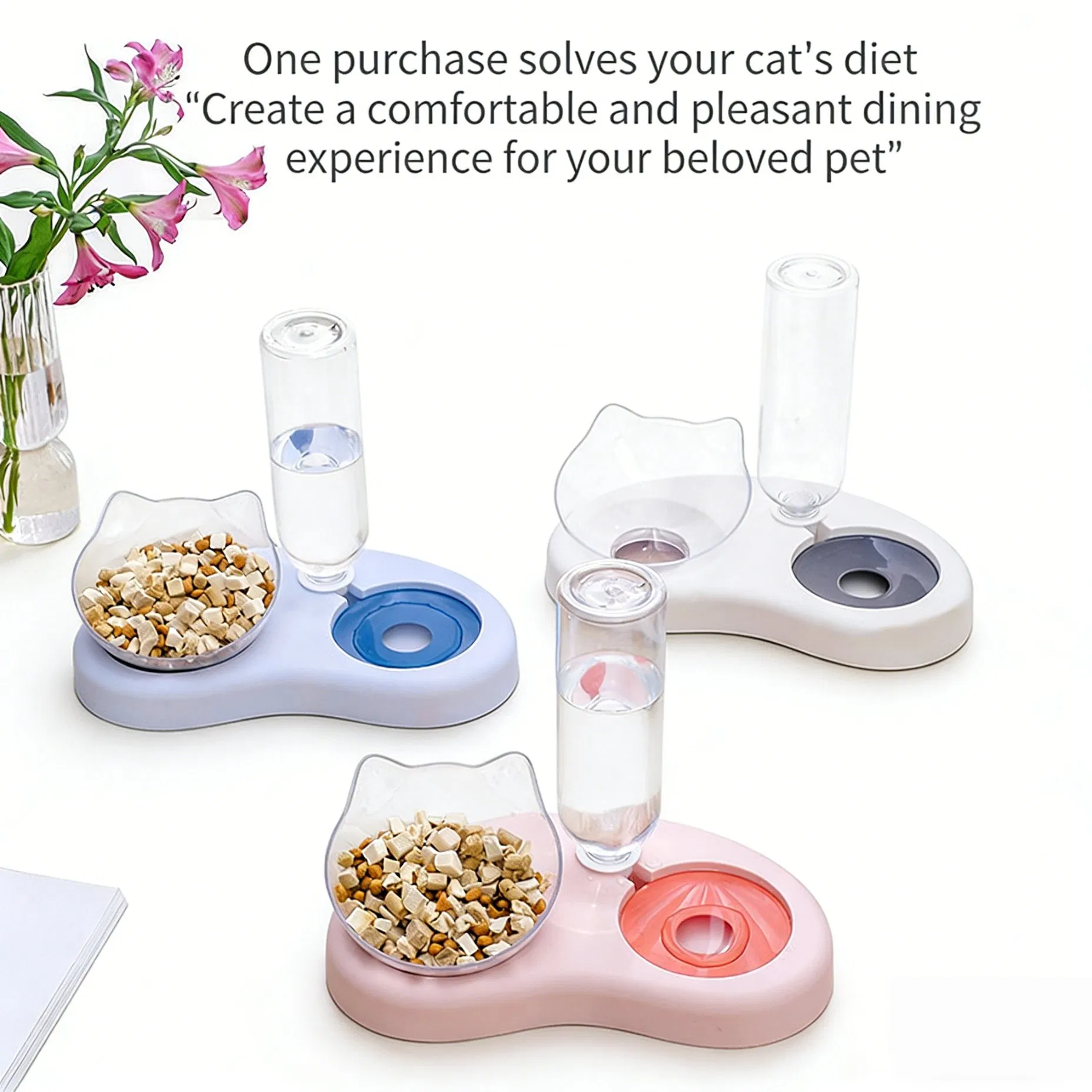 Mini Cat Feeding and Watering Bowl Combined Feeding and Watering OEM/ODM