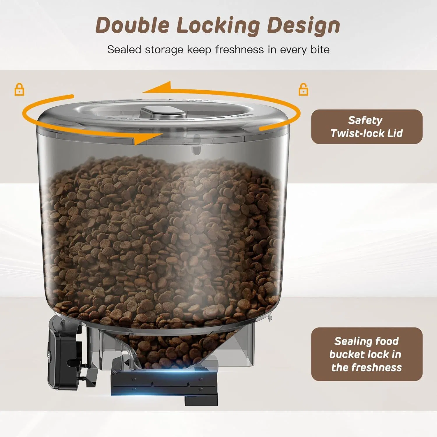 Large Capacity Smart Pet Feeder with Anti-Clog Design