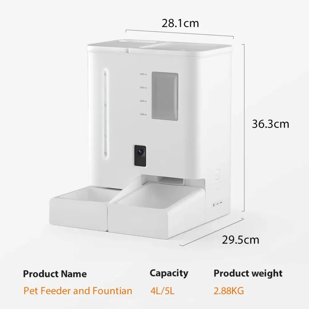 5L Food Visible Tray Automatic Smart Pet Feeder with 4L Water Capacity