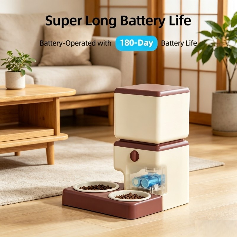 Dual Power Automatic Cat Feeder with Ceramic Bowl Pet Products